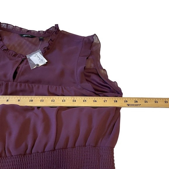 Reitman’s Dark Purple Mini Dress-Size Medium-NWT-Sleeveless-Ruffled Sleeve/Neck - Picture 5 of 11